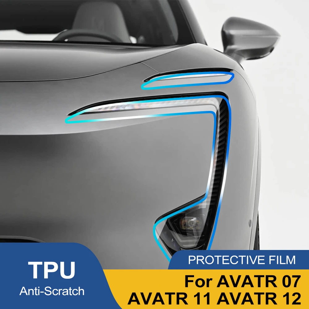 For AVATR 07 11 12 Car Headlight Protective Film Smoke Black TPU PPF Pre Cut Anti-Scratch Headlight Auto Vinyl Wrapping Film