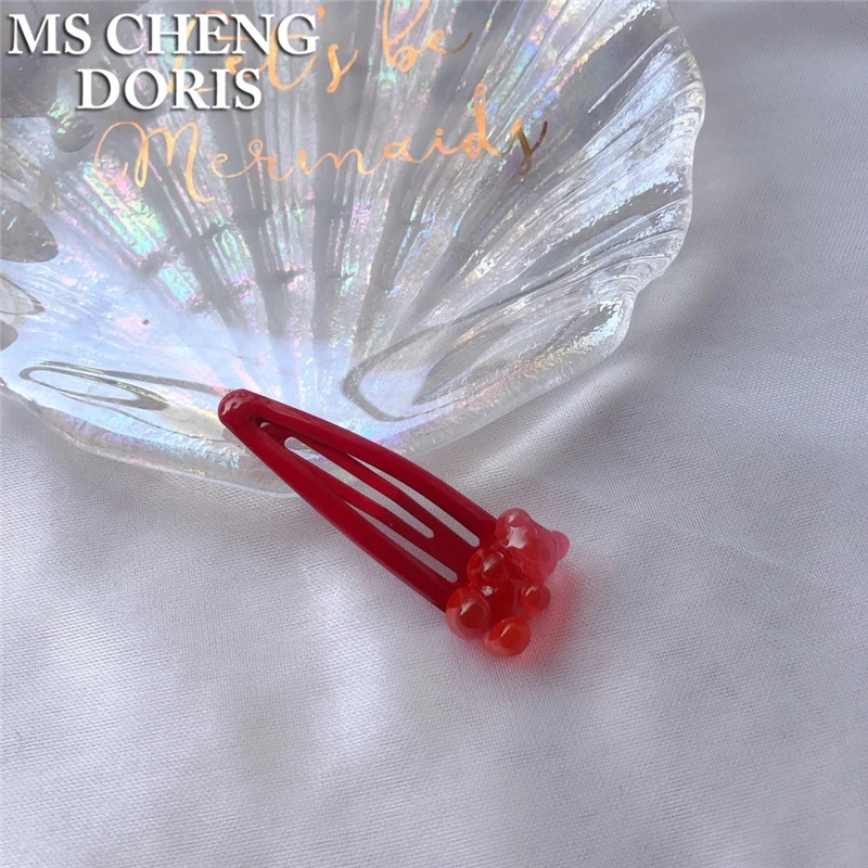MSCHENGDORIS Women Transparent Cartoon Bear Hairpins Children Barrette Jewelry Party Gift Barrettes For Girls Hairpins Hair Grip
