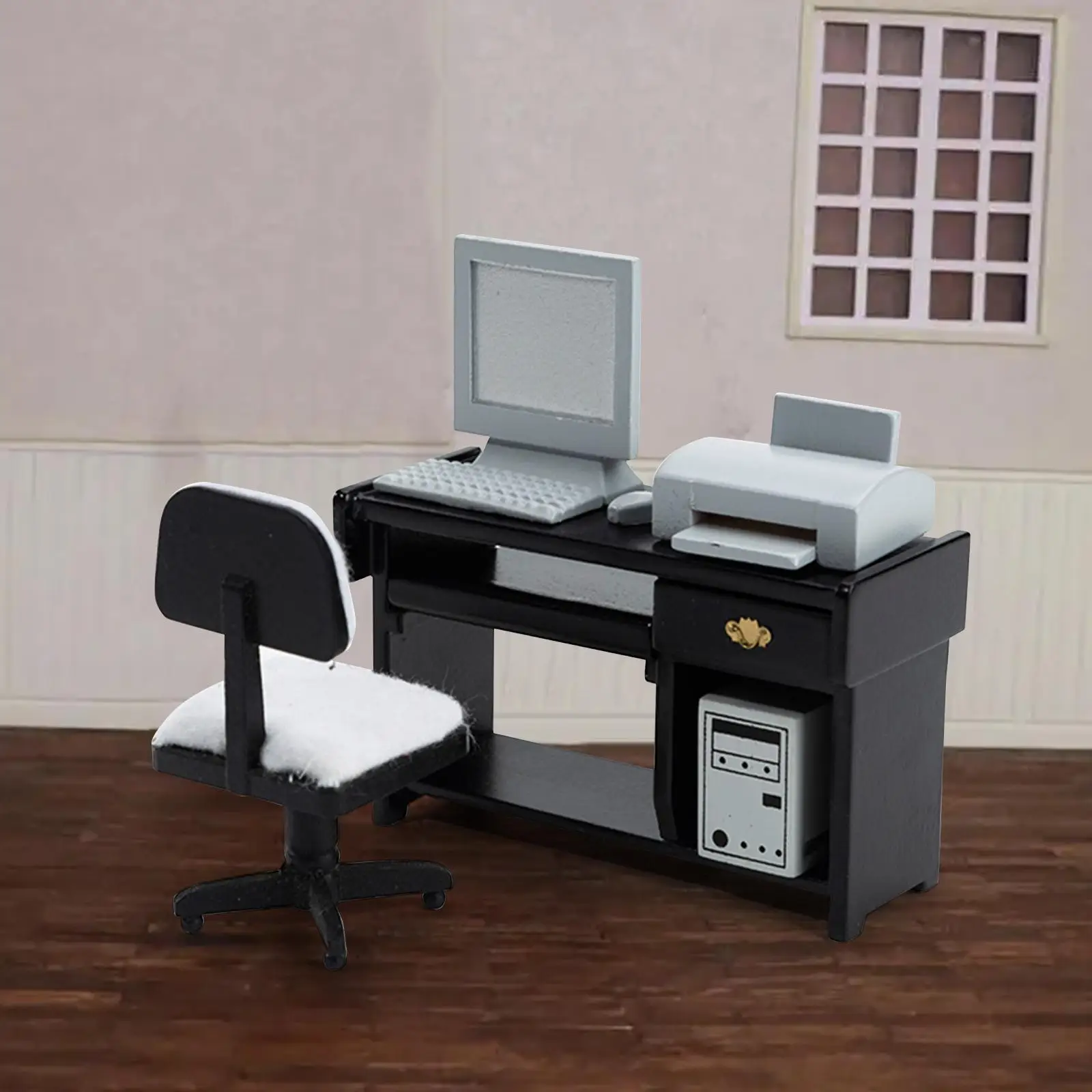 Miniature Office Chair Set Simulation for 1:12 Scale Dollhouse Life Scene