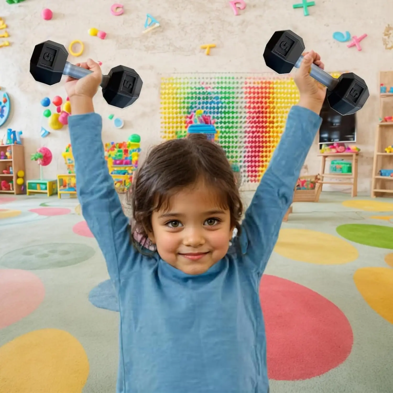 Silicone Dumbbell Set for Baby 1.8x4.7in Mini Hand Weights for Fitness Exercise and Funny Sport Toys for Toddlers Black view 6