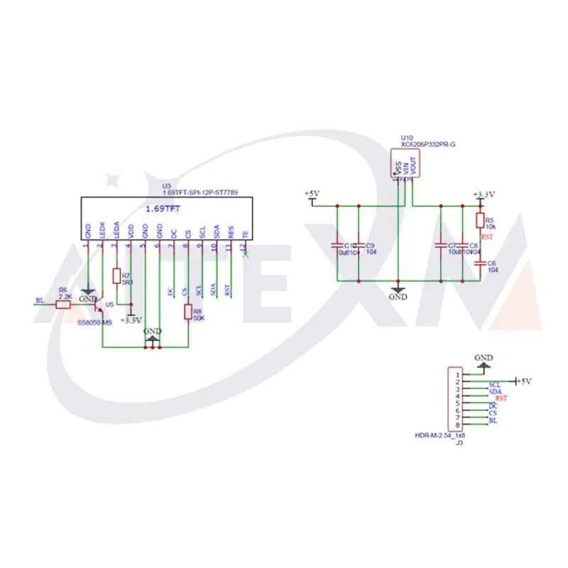 Modul Layar TFT Warna 1,69 Inci 1,69 Inci Layar LED LCD IPS HD Antarmuka SPI 240X280