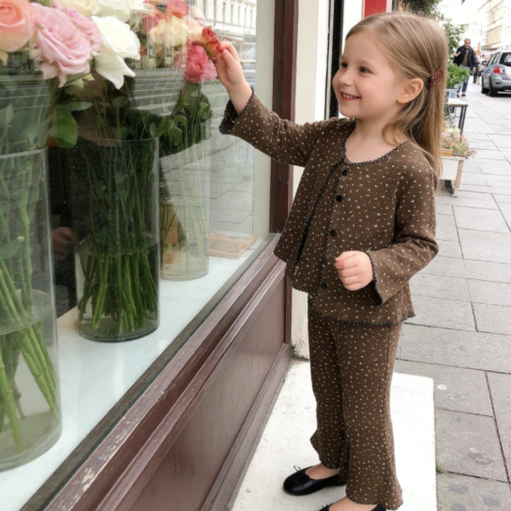 

Girls Suit 2026 Autumn New Children's Clothing Korean Style Girl Baby Fashion Sweet Floral Three Sets of Casual Simple Daily