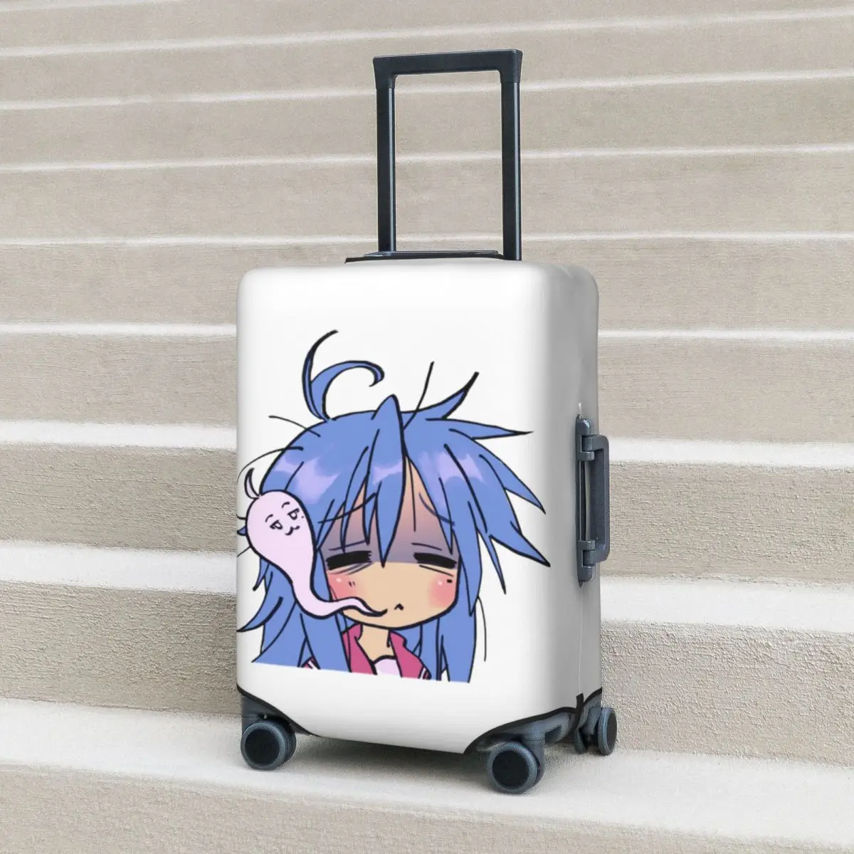 

Dead Tired Izumi Konata Lucky Star Suitcase Cover Protection Elastic Travel Luggage Protector Covers for 18-32 Inch