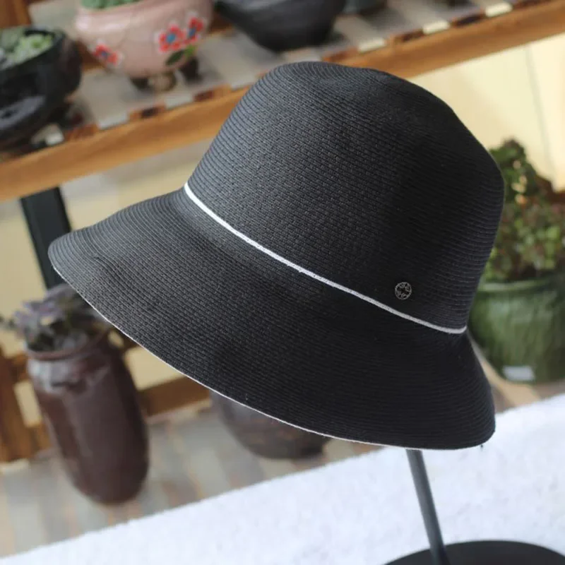 NEW Bucket Hat Simple and irregular women\'s elegant foldable basin hat summer high end Fisherman Hat Women\'s outing straw hat