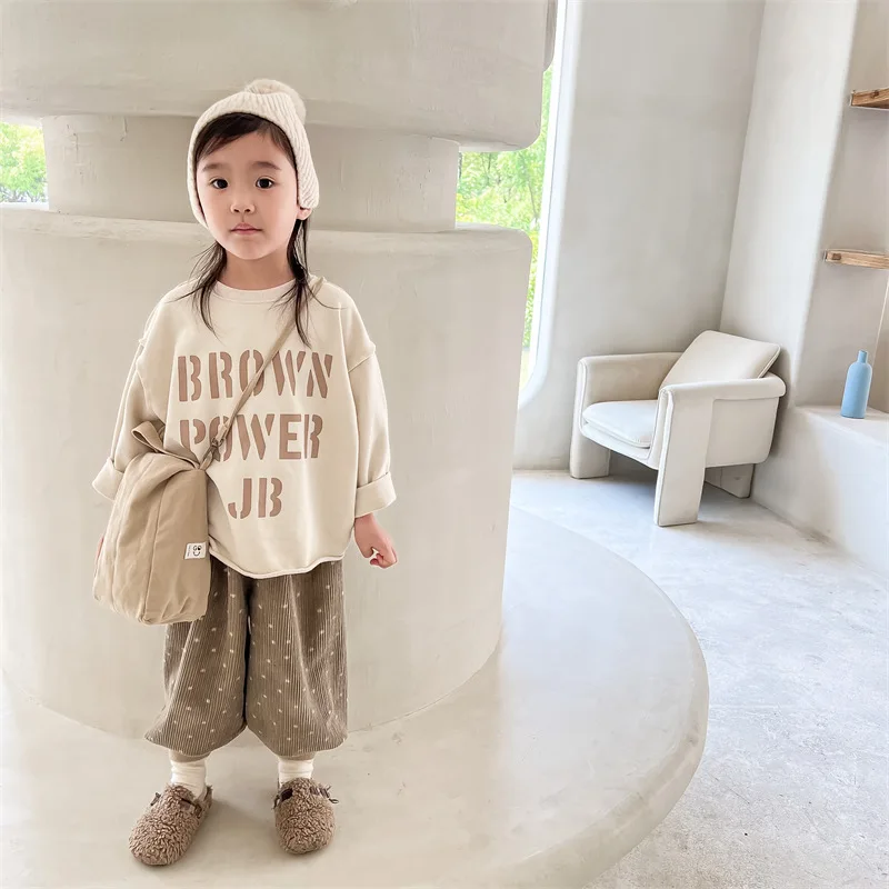 Harem Pants Autumn Season Ventilate Soft New Product Children Korean Striped Corduroy Girls Casual Trousers Soild