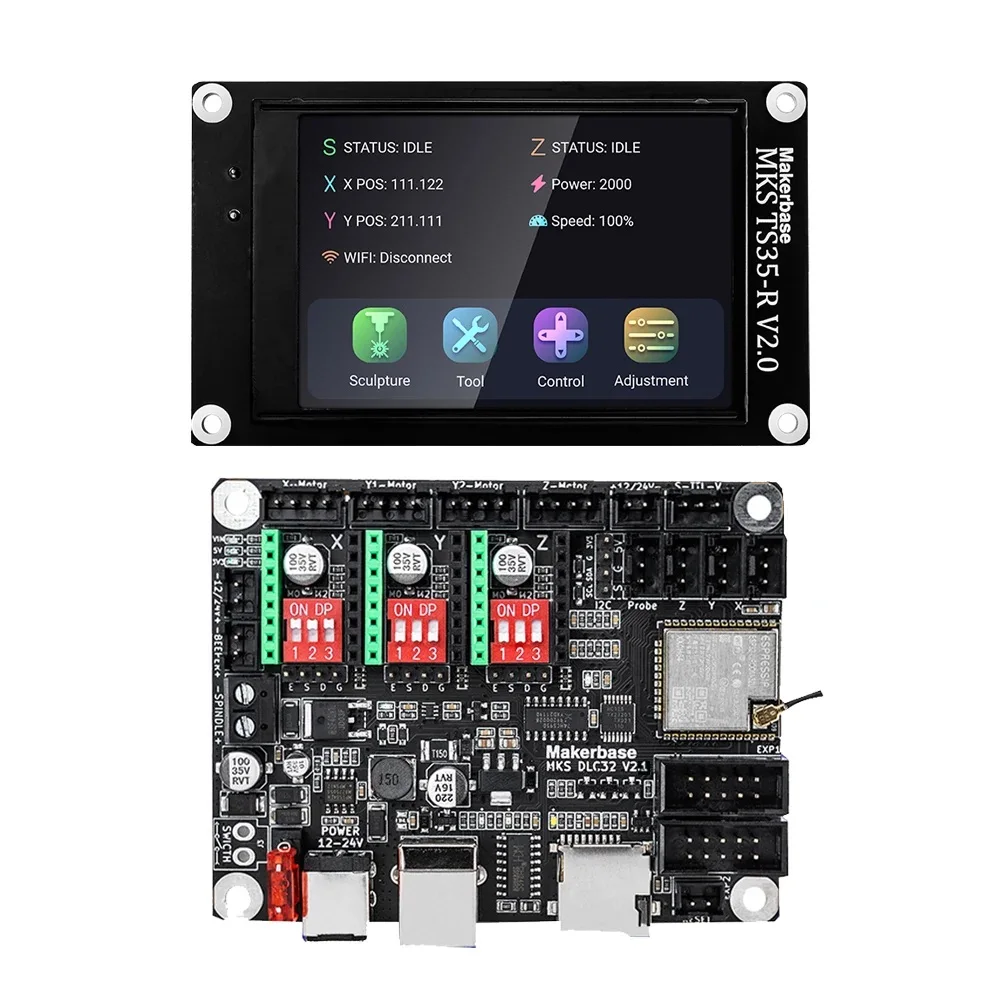 Makerbase-placa base MKS DLC32 V2.1 de 32 bits, controlador sin conexión, WIFI, pantalla táctil TFT TS24/TS35-R para máquina de grabado láser