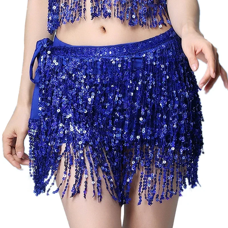 Women Bellydance Clothing Accessories Tassel Belts Strips Rectangle Belly Dance Hip Scarf Sequins Fringes Belt