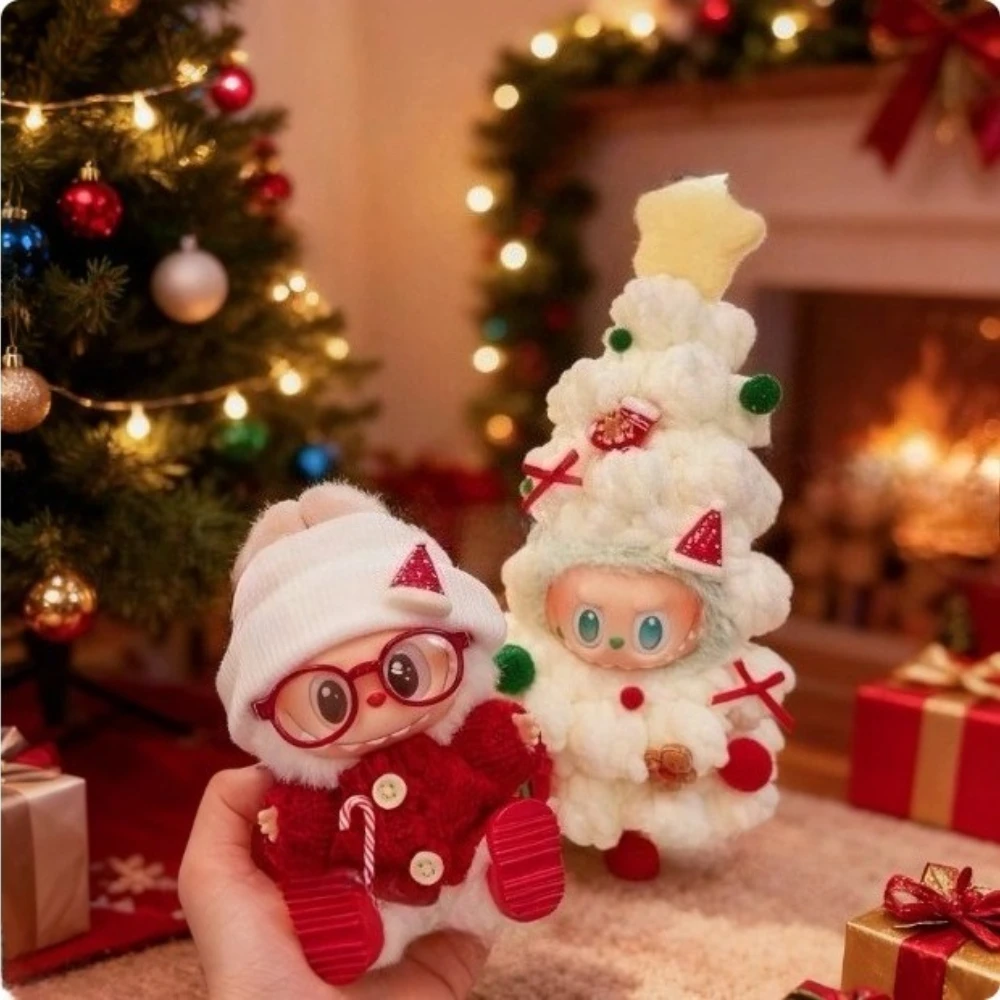 

3.0 Labubu Clothing Christmas Limited Edition Set Swinging Motorcycle Snowman&Elderly Outfits for 15/17cm Doll Accessories Gift