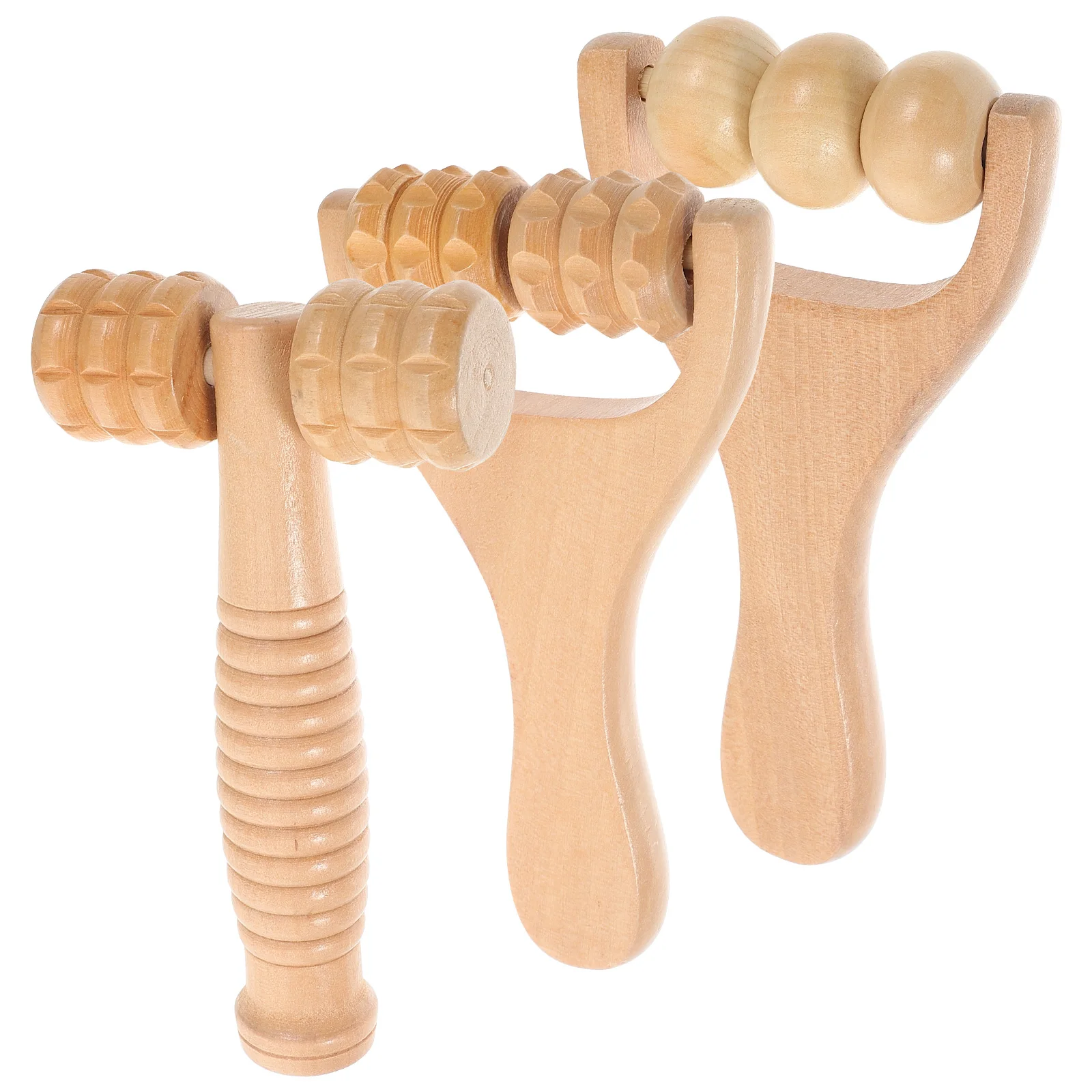 

3pcs Wood Massage Tools Handheld Foot Shoulder Neck Roller Massager Wooden Back Relaxation Body Spa Health Care Tool