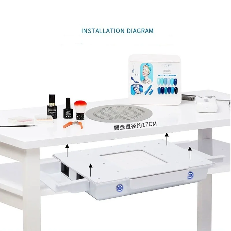 Hot Selling 100W High-power Desktop Embedded Nail Art Vacuum Cleaner Filter Nail Dust Collector Machine