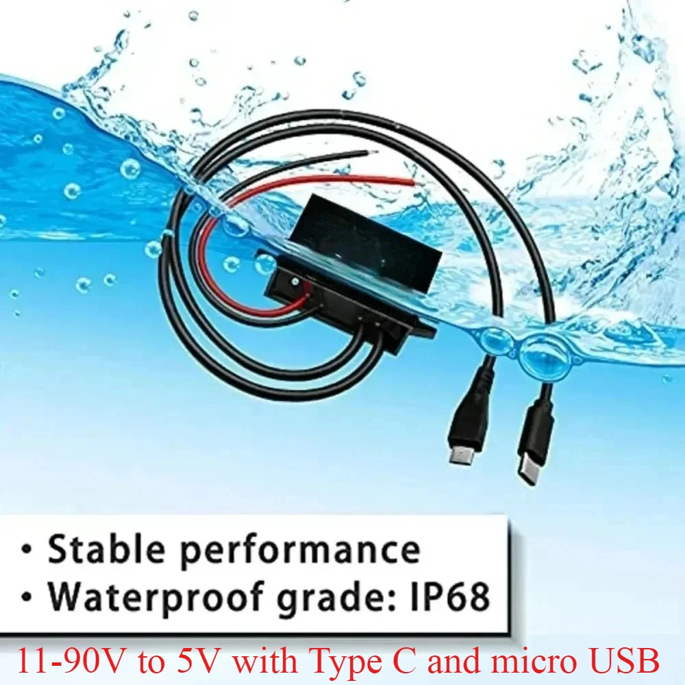 

12V 24V 36V 48V 60V 72V to 5V 3A 15W DC DC 11-90V to 5V USB Converter with Type C and micro USB Output Power Adapter Converter