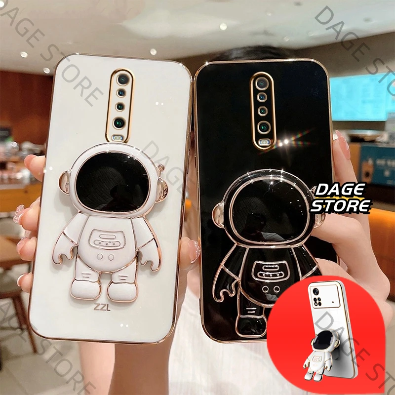 Luxury 6D Astronaut Stand Holder Plating Casing for Xiaomi Redmi 7 8 8A 9 9A 9C 10A 10 2022 10C 12C 11A 12 Silicone Soft Cover