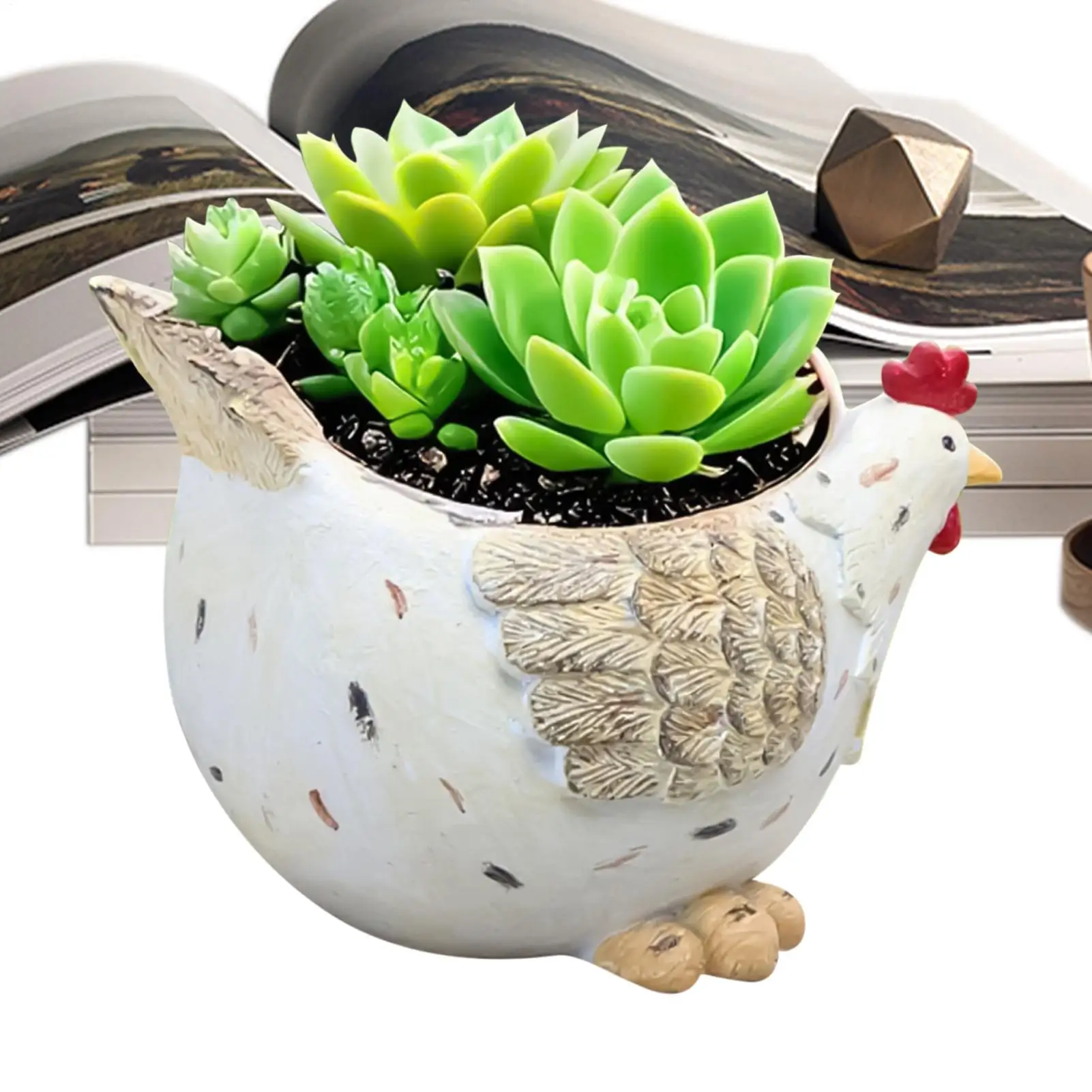 

Outdoor Plant Planter Hen Resin Indoor Flower Pots With Drainage Hole Home Art Decoration For Porch Balcony Windowsill Bedroom