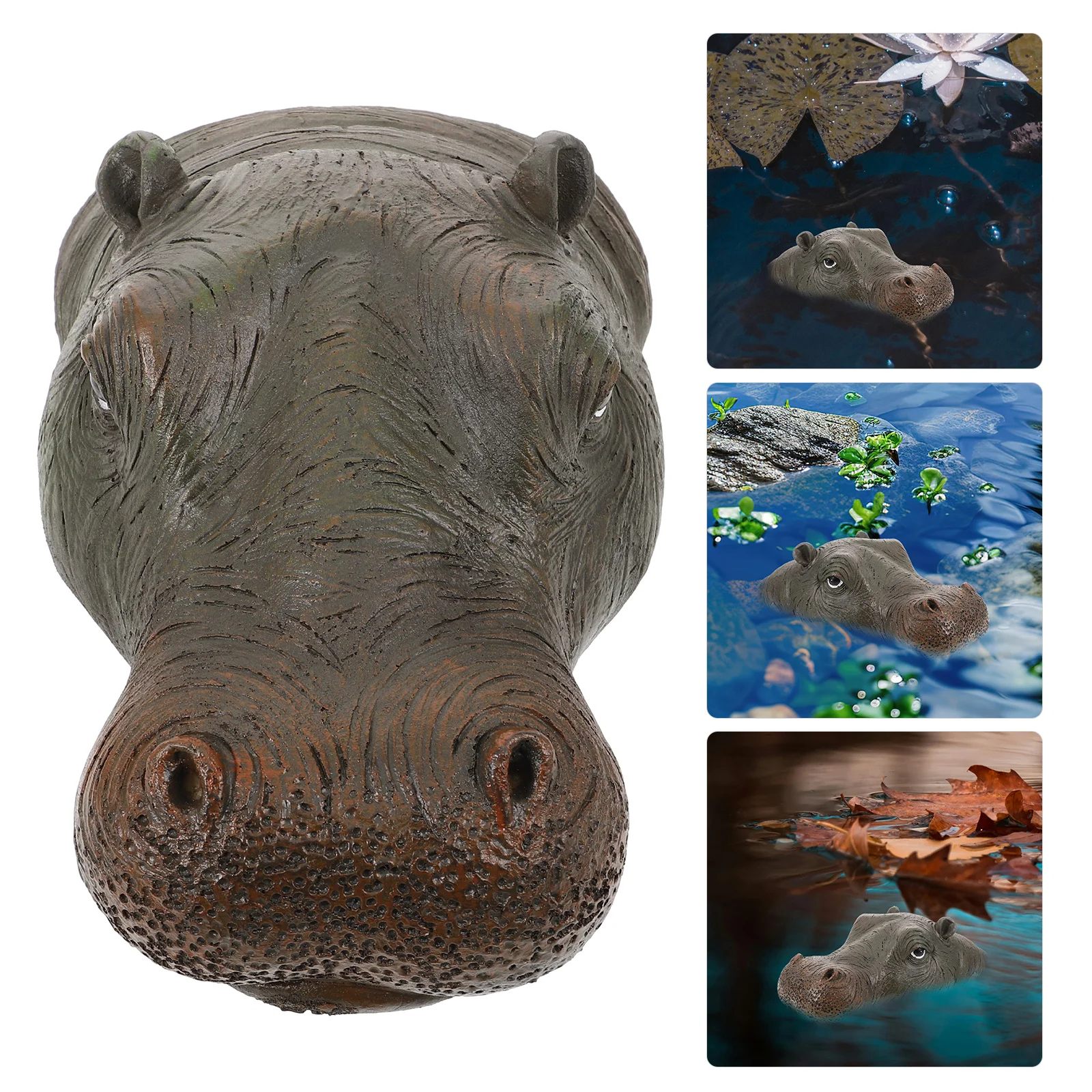 العائمة فرس النهر تمثال راتنج النحت بركة ديكور الحيوان زخرفة لساحة فناء المشهد ميزة المياه #6