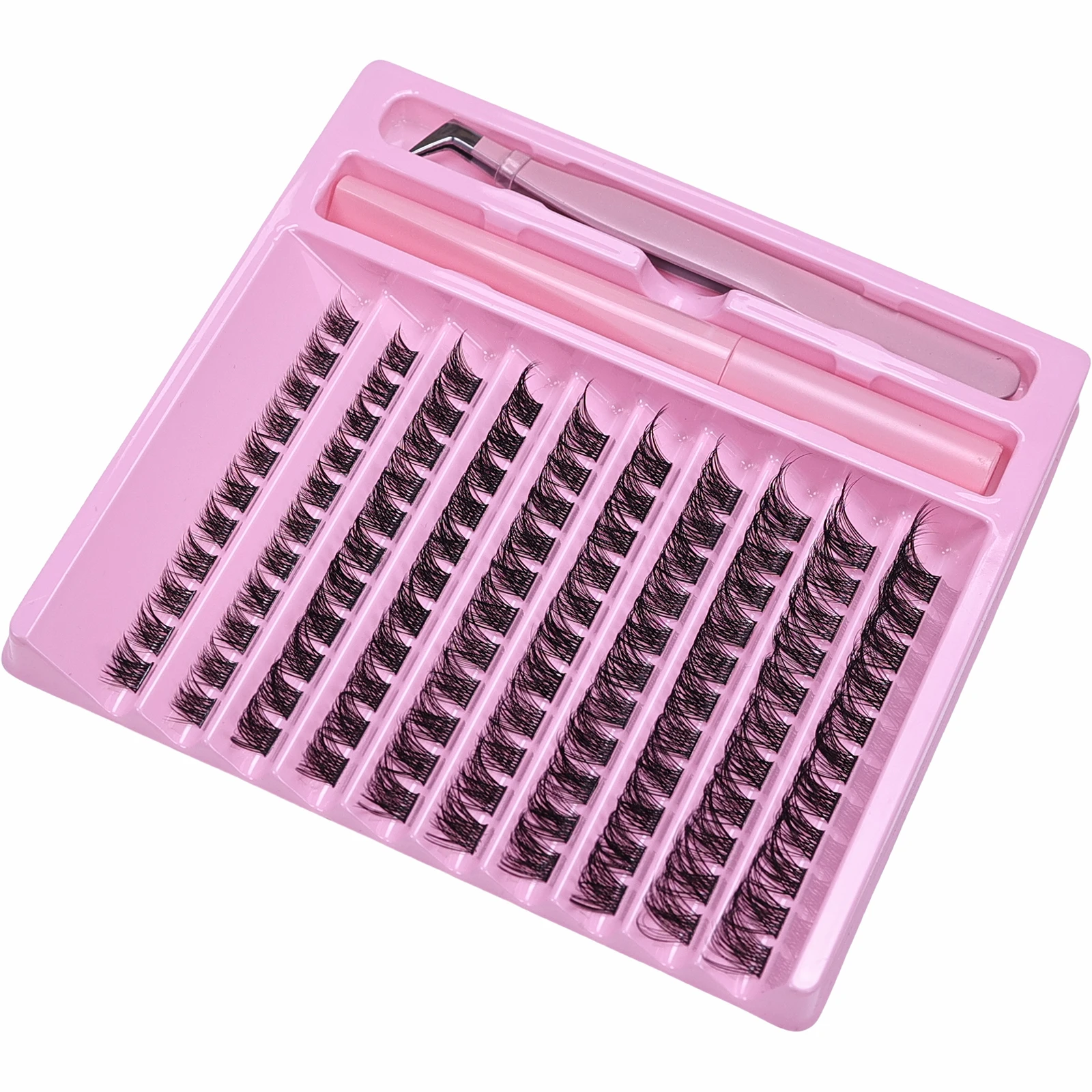 DIY Lash Extension Kit D‑Curl Cluster Lashes With Bond Seal Glue & Tweezers Reusable False Eyelashes Segmented Lash Clusters
