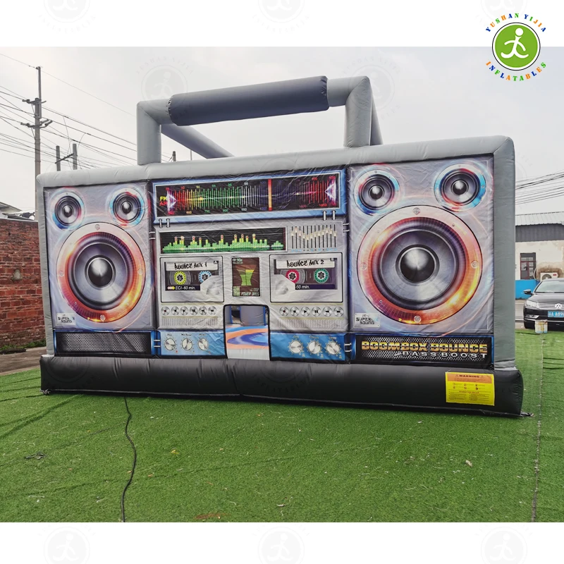 2023 Factory Price 80\'s Retro Mix Cassette Tape Gadget Case Inflatable Bounce House Portable Boom Box Bouncy Castle