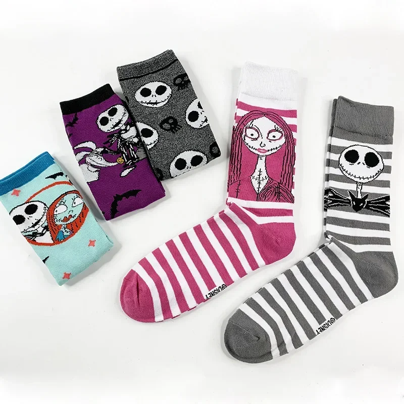 Disney The Nightmare Before Christmas Cotton Sock Cute Cartoon Figure Jack Sally Printing Stocking Women Men Halloween Gift