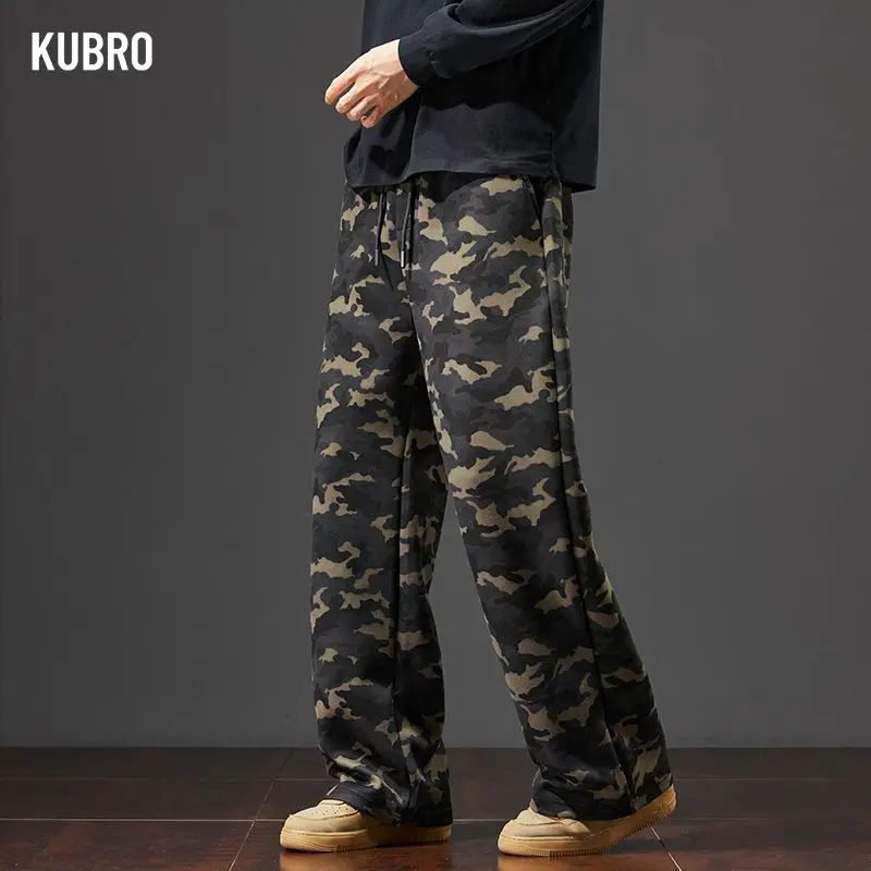 

Logging Camouflage Overalls New N High Street Straight Leg Slacks for Men Spring and Autumn Slacks Men'sMen's Trousers