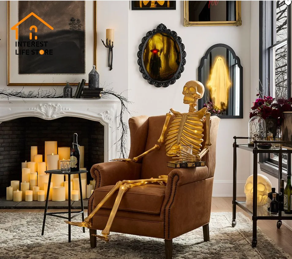 جديد حار هالوين الهولوغرام شبح مرآة ضوء الليل اكسسوارات المنزل مخيف هالوماس غرفة ديكور مرعب شبح لوازم الحفلات #6