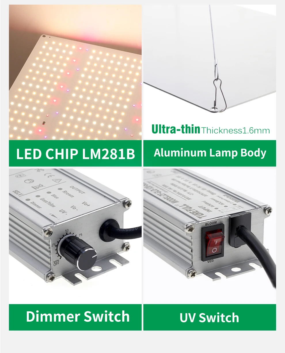 Vollspektrum Dimmbare Pflanzenlampe 120W 240W LED-Wachstumslampe mit UV-Unabhängigem Schalter für Indoor-Gewächshaus Gemüse Blumen Setzlinge – Detail 8