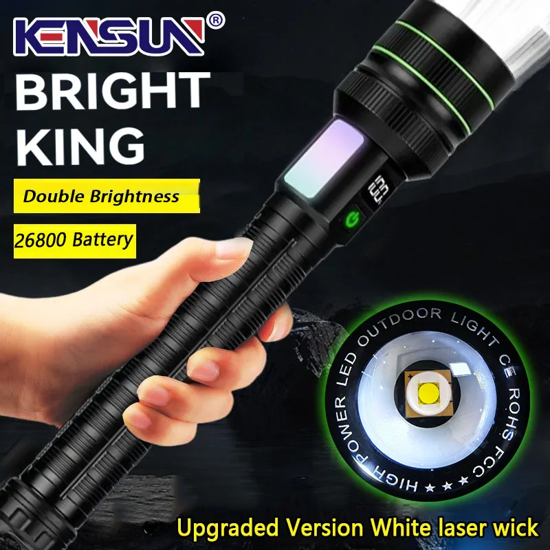 Super Bright Spotlight Long Range LED Flashlight With 26800 Parallel Battery Rechargeable Lamp Tactical Torch Waterproof Lantern