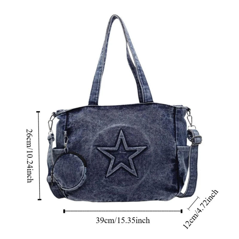 Fashion Vintage Women Tote Bags Y2k Large Capacity Messenger Bags Stars Harajuku Gothic Handbag With Small Bag
