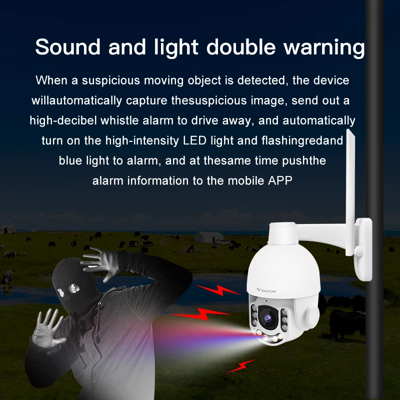 Imagem -05 - Câmera de Vigilância por Vídeo sem Fio Segurança Externa Visão Noturna Colorida Detecção Humana Inteligente hd Wifi ip Zoom 5x 3mp