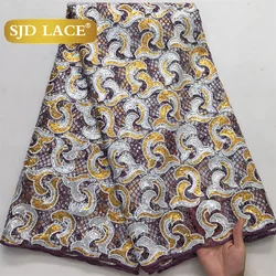 SJD LACE Nigerian African Guipure Cord Dresses Embroidery Lace Fabrics Wedding Party Sequins 2024 High Quality Cord Lace 4084