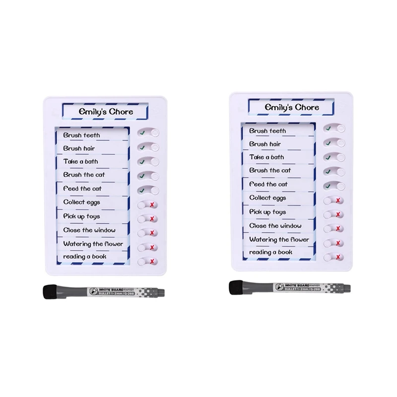 2X Erasable Chore Chart For Kids,Reusable To Do List Board My Chores Magnetic Dry Erase Checklist Board