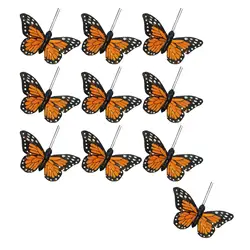 10x Simulated Monarch Butterfly Decoration Artificial Crafts 3D Feather Butterflies for Party Wedding Living Room Home Bedroom