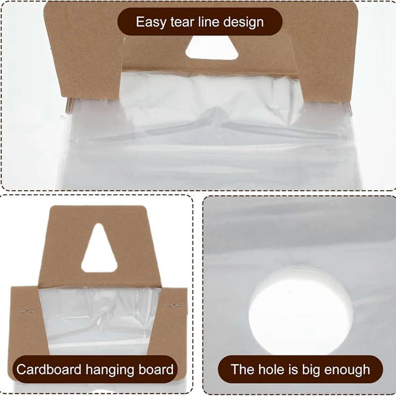 ABNO-500 Pack Door Hanger Bags 6Inch X 12Inch, Clear Door Hanger Bags Protects Flyers, Brochures, Notices, Printed Materials