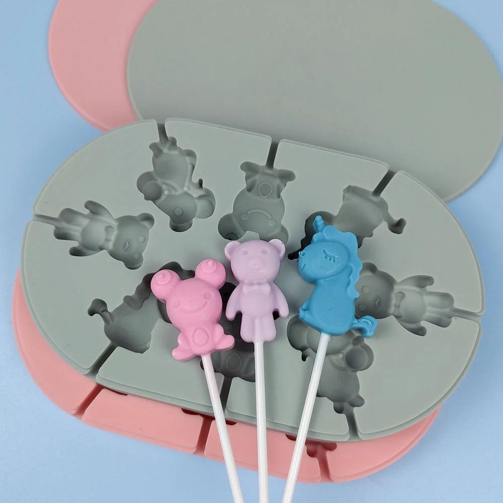 

Dinosaur Bear Frog Silicone Lollipop Mold Cute Flower Jelly Candy Chocolate Soap Bakeware Mould Reusable Cake Decorating Tools