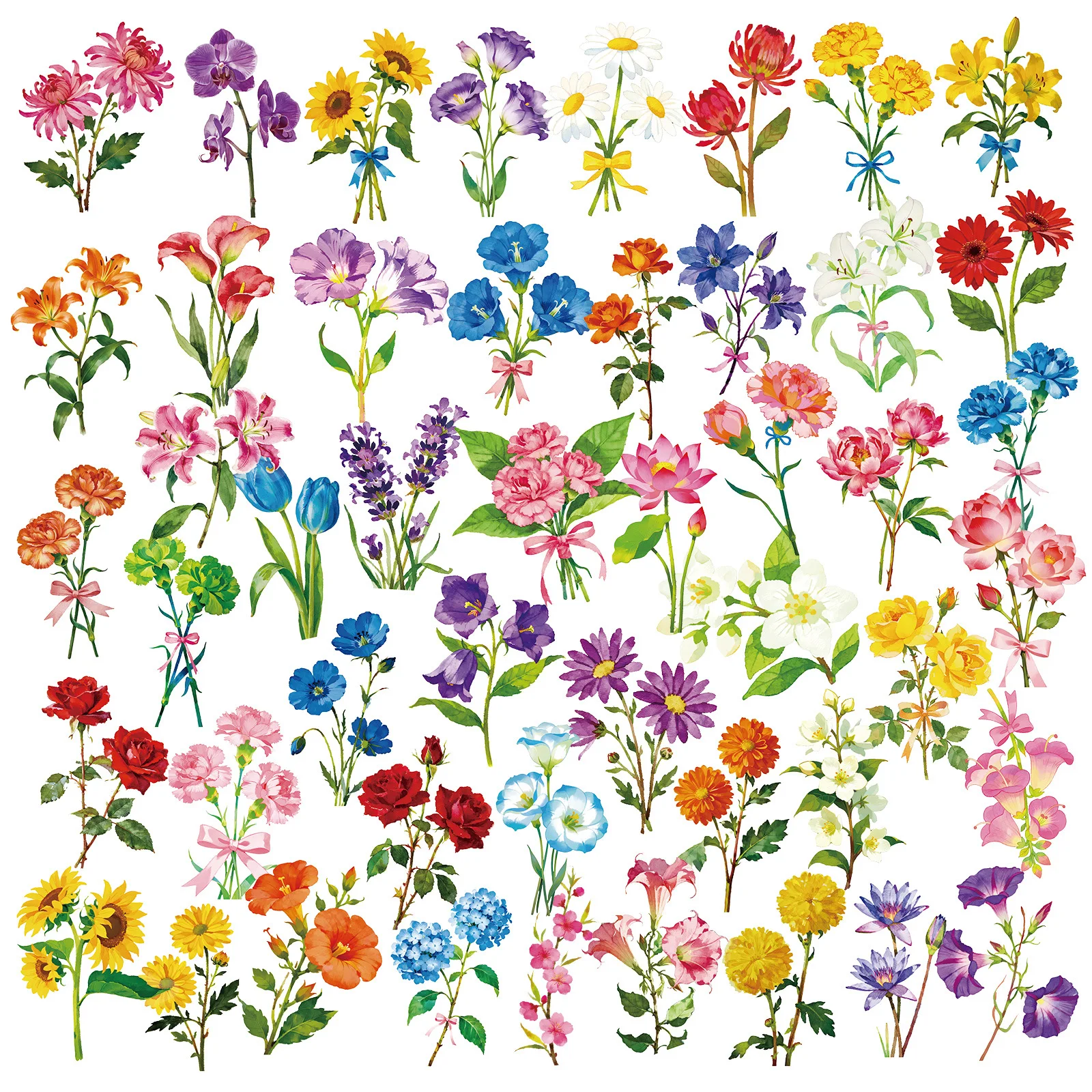 

10/56PCS New Beautiful Watercolor Bouquet Transparent Graffiti Stickers Literature and Art Creative Cartoon Decal Laptop Phone