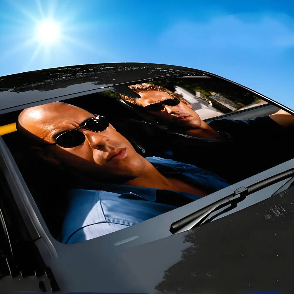 F-Fast And F-Furious Car SunShade Windscreen Front Window Visor 70x130cm Sun Visor Solar Protect Plaid Gift Novelty Car - view 2