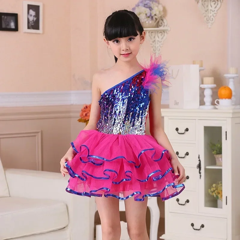 

2025 new Child modern dance performance clothing Children's jazz dance sequined Dancewear Girls Ballet Dress high quality