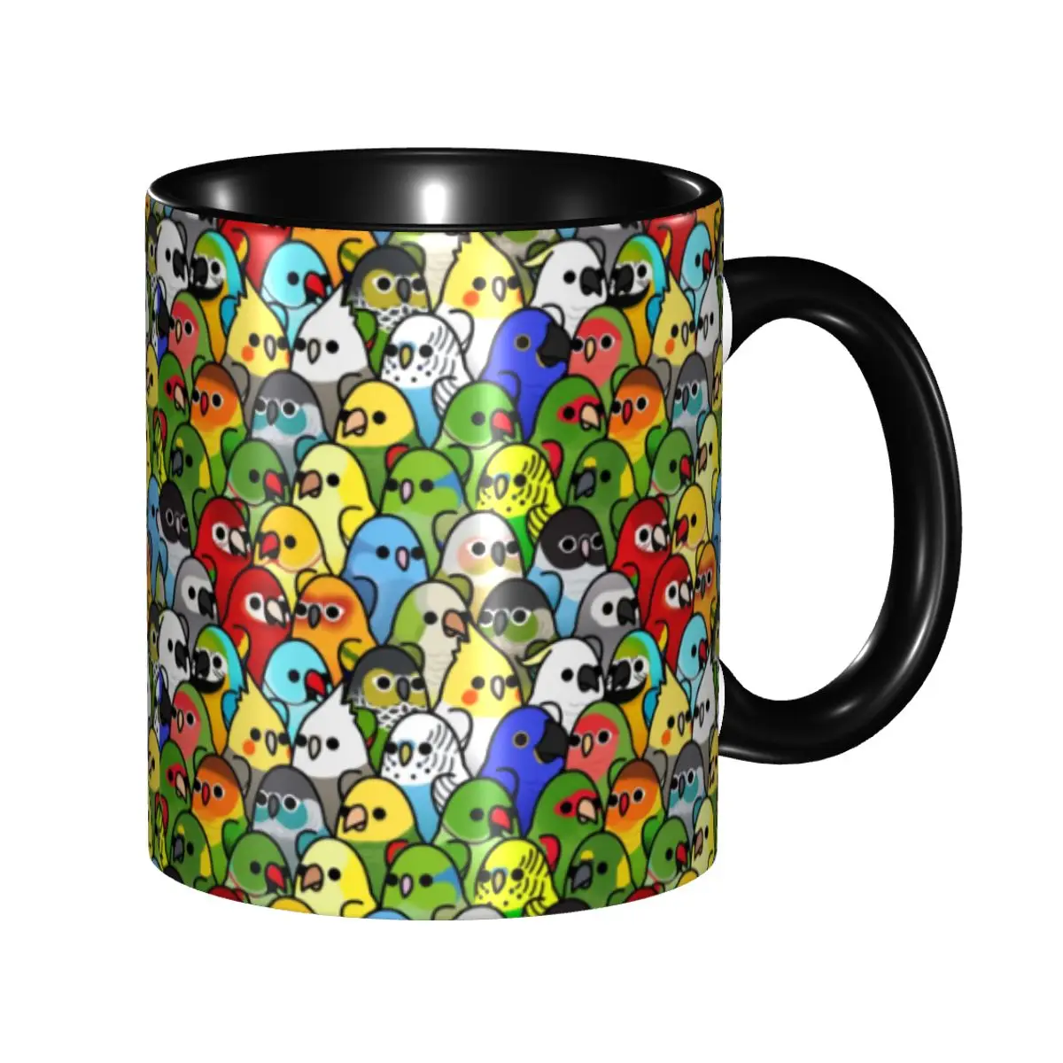 

DIY Funny Parrot Birds Squad Art Ceramic Mugs Customized Cockatiel Bird Coffee Cups Creative Gift