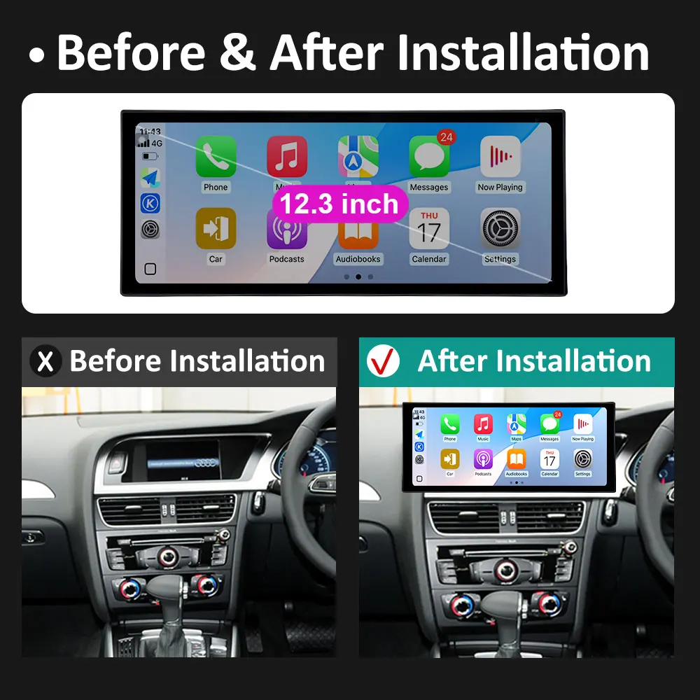 Android 16 Wireless Carplay For Audi A4 B8 A5 2009 2010 2011 2012 - 2016 GPS Navigation Car Video Multimedia Player Bluetooth 4G view 6