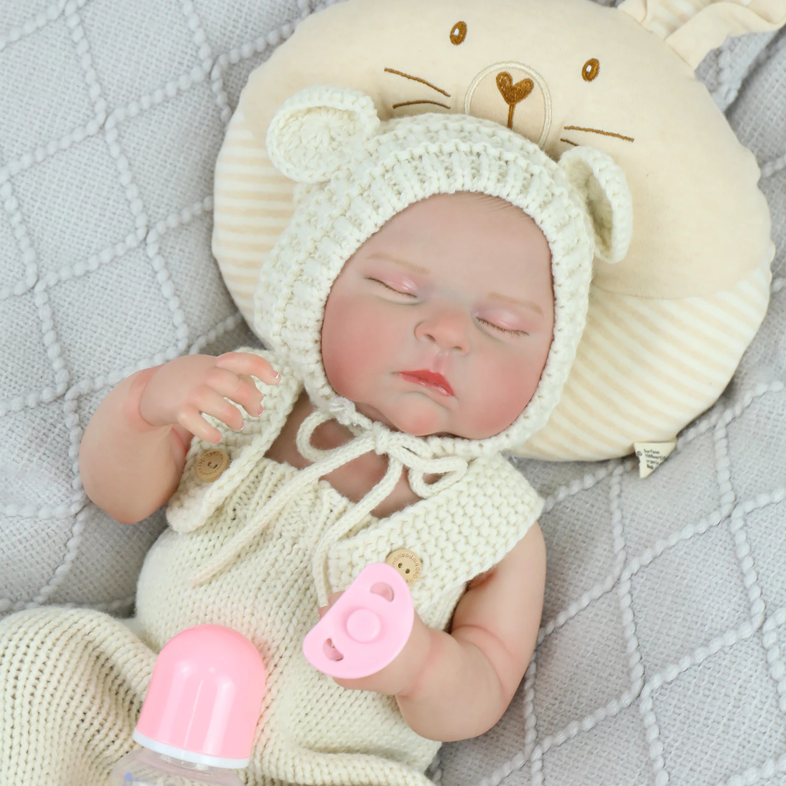 Muñeca realista de 48CM con cuerpo de vinilo de silicona suave para niña durmiente con pelo pintado a mano, colección de arte Reborn, regalos