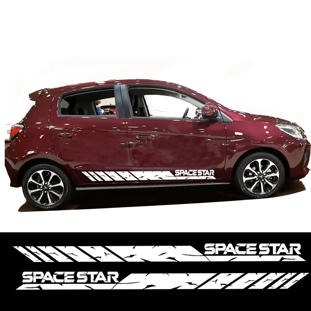 Car Styling For Mitsubishi Space Star Vinyl Car Decal Sticker Graphics Kit Sport Side Door auto accessories 2pcs