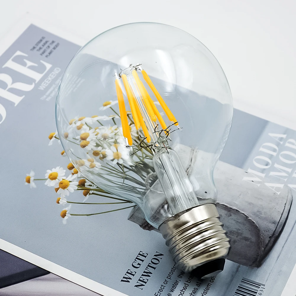 1-10 шт. E27 G80 G95 G125 LED-лампа с накаливающейся нитью 2Вт-8Вт AC 220В Теплый белый Холодный белый Винтажная ретро-декоративная стеклянная лампа для дома