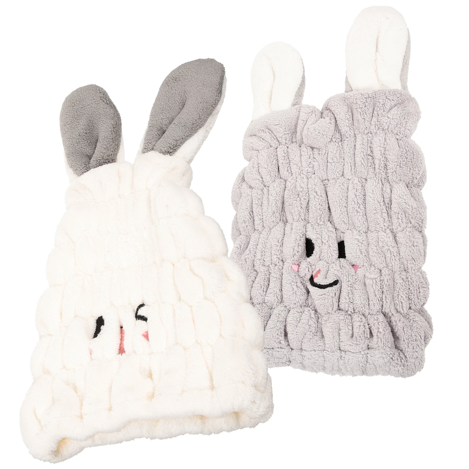 

2 pcs Children's Shower Cap Hair Drying Towel Wrap Quick Kids Rabbit Ears Coral Fleece Absorbent Bath Towel Soft Comfortable