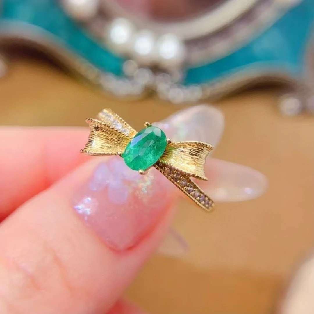 

KJJEAXCMY pure Natural Bestseller Emerald S925 silver exquisitely Ring Full of luster Simple,elegant and high-end Birthday