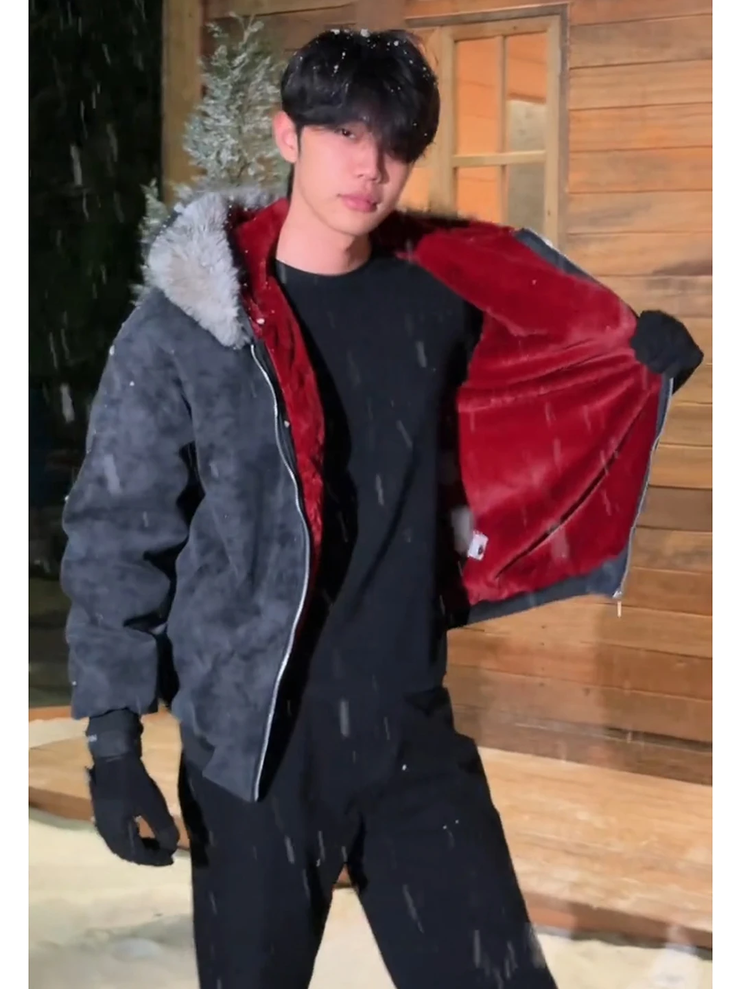 

Men's Winter Puffer Jaet with Hood Dyeing PU Leather Warmth Thiened Winter Outerwear Casual ular Sle Youth Faion