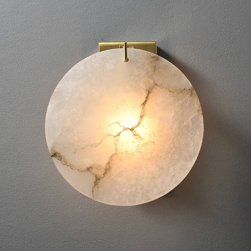 Natural Marble Wall Lamp Living Room Background Wall Bedroom Bedside Stairwell Corridor All Copper Wall Light Indoor Room Decor