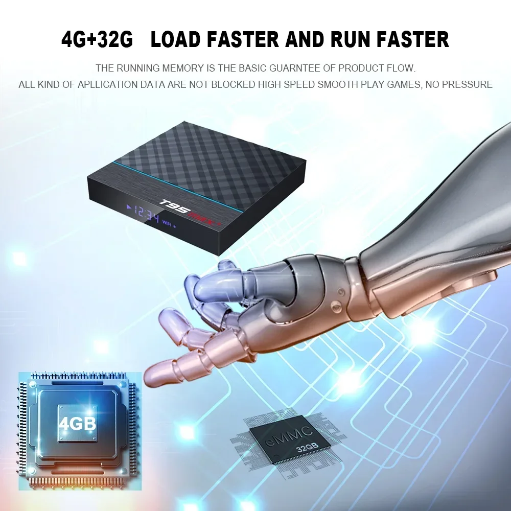 Smart Android Tv Box T95 Max + Amlogic S905X3 8K 2.4G 5G Wifi TV Box Set Top Box Lettore multimediale Supporto per giochi Emuelec Kit strumento