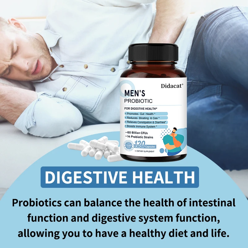Мужские пробиотики Lactobacillus, пищеварительный фермент и пребиотик, волокно, пищеварение, здоровье, эффективное здоровье кишечника, иммунитет