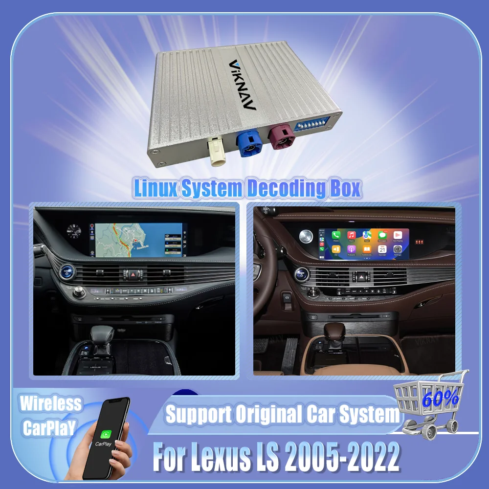 

Коробка декодирования интерфейса Viknav Linux, подходит для Lexus LS 2005-2022, беспроводной CarPlay, Android, обновленный декодер