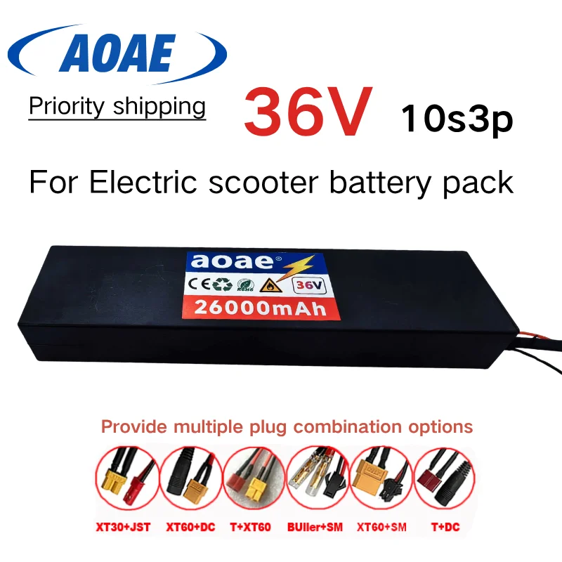 36V 10S3P 26000mAh 18650 High Power Lithium Battery For Electric scooter Dedicated Replacement Battery Long-Lasting Life