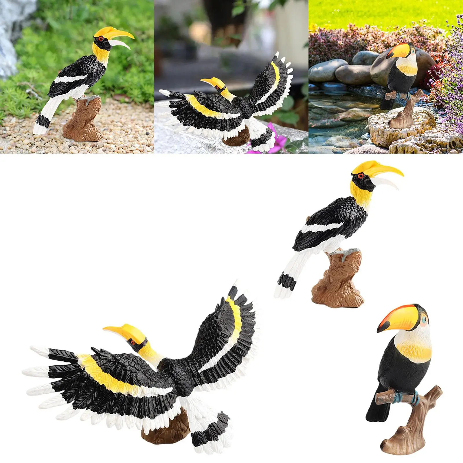 Figurines d'Oiseaux Artificielles en PVC, Jouet d'Ornements de Jardin, Mini Faux Oiseaux Artisanaux