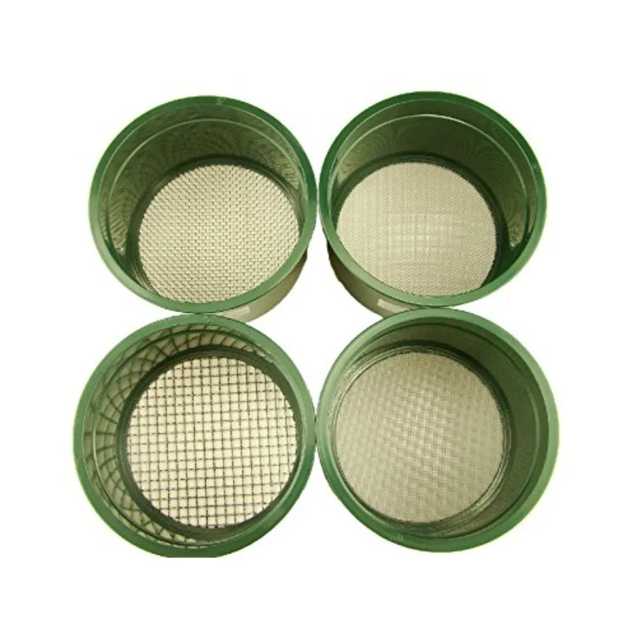 

Stackable Plastic Sieve/ 4 Screens Classifying 1/4"-1/10"-1/20"-1/30" Mesh-Gold 5-5/8" Across +Vial-Snuffer-Magnifier